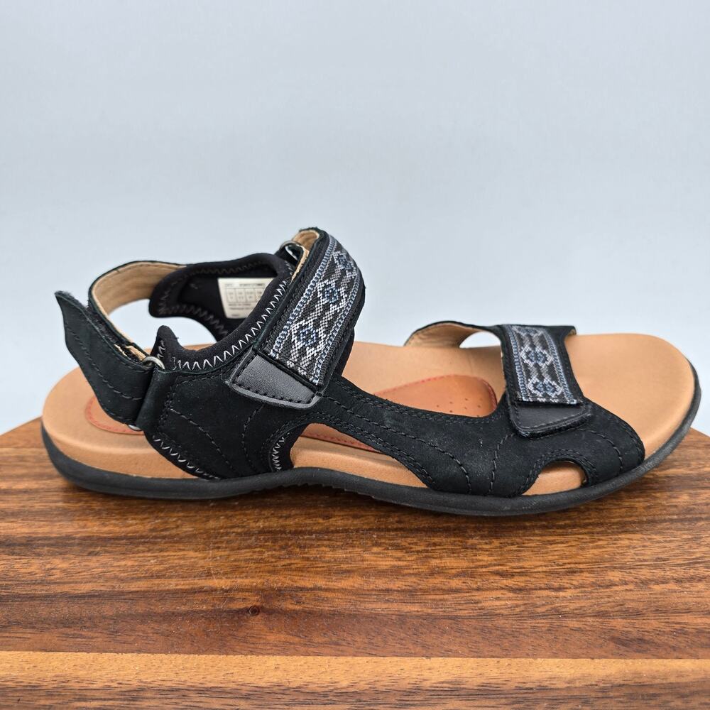 Cobb Hill Sandals Womens 9 Black Nubuck Rubey Strappy Walking Adjustable Comfort